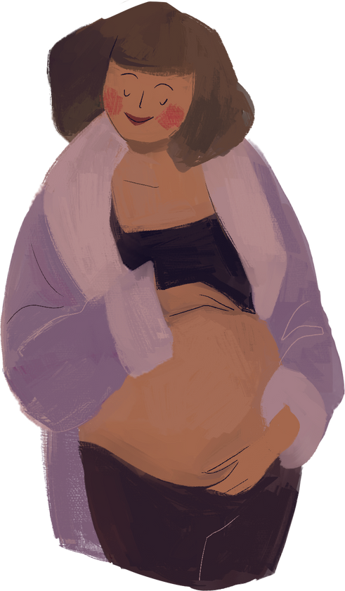 Painted Handdrawn Mom in Open Robe