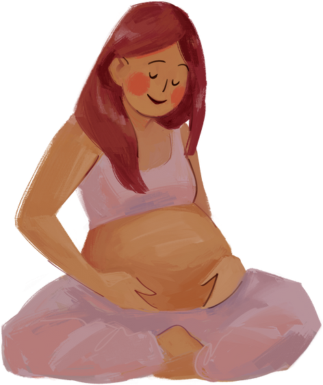 Painted Handdrawn Meditating Mom