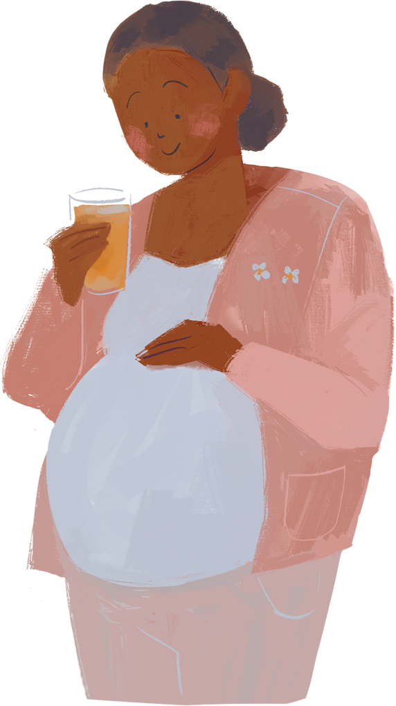 Painted Handdrawn Mom Holding Juice