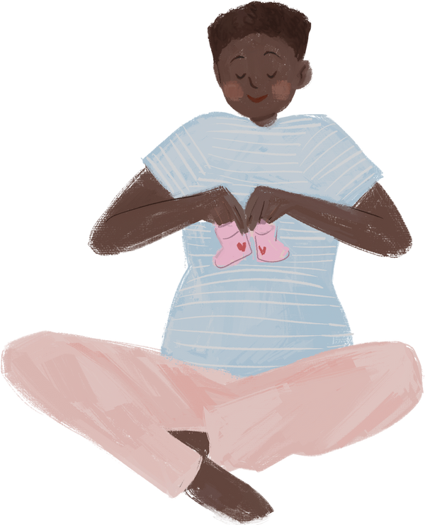 Painted Handdrawn Mom Holding Baby Shoes